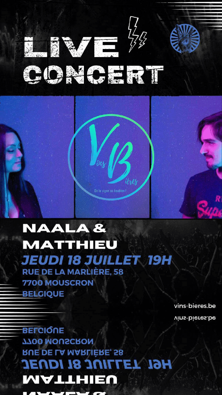 Naala et Mathieu en concert au VB le jeudi 18 juillet à 19h00.
